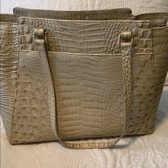 Brahmin Croc-embossed White Leather Tote - Picture 4 of 5